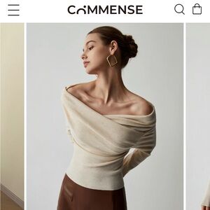 Commense Cream Off-the-Shoulder Sweater